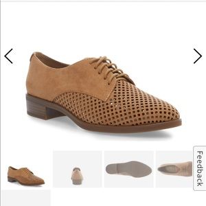 Anne Klein Laden tan perforated lace-up Oxford